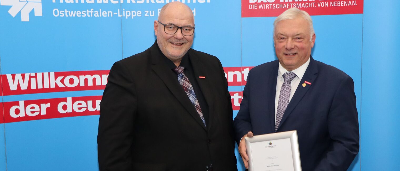 (v. l.) Kammerpräsident Peter Eul und Martin Knorrenschild 