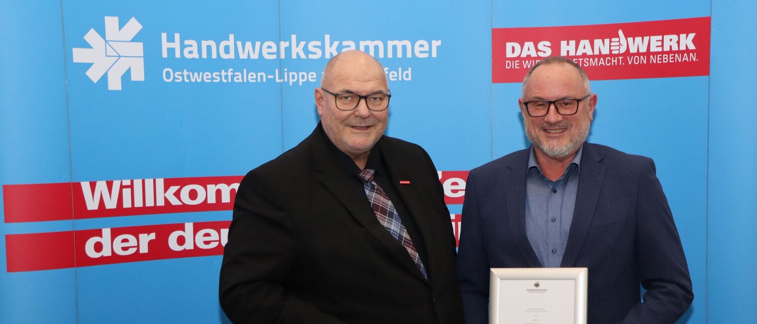 (v. l.) Kammerpräsident Peter Eul und Volker Haimann